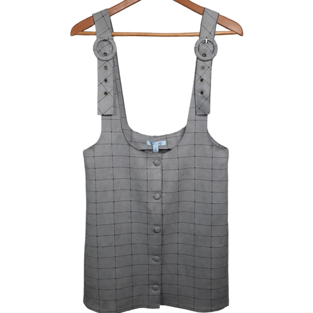She+Sky Faux Suede Jumper Overall Skirt Dress Gray NWT  SZ S